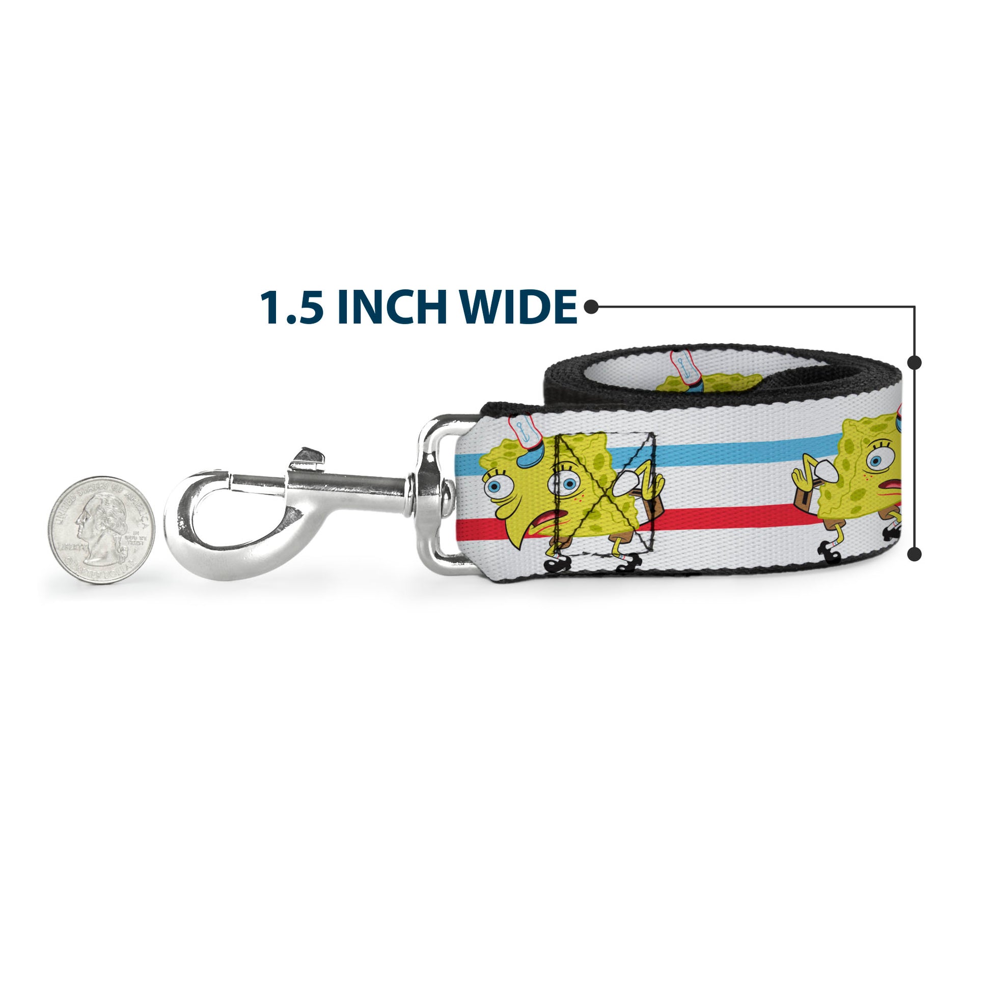 Dog Leash - Mocking SpongeBob Pose Stripe White/Blue/Red Dog Leashes SpongeBob SquarePants