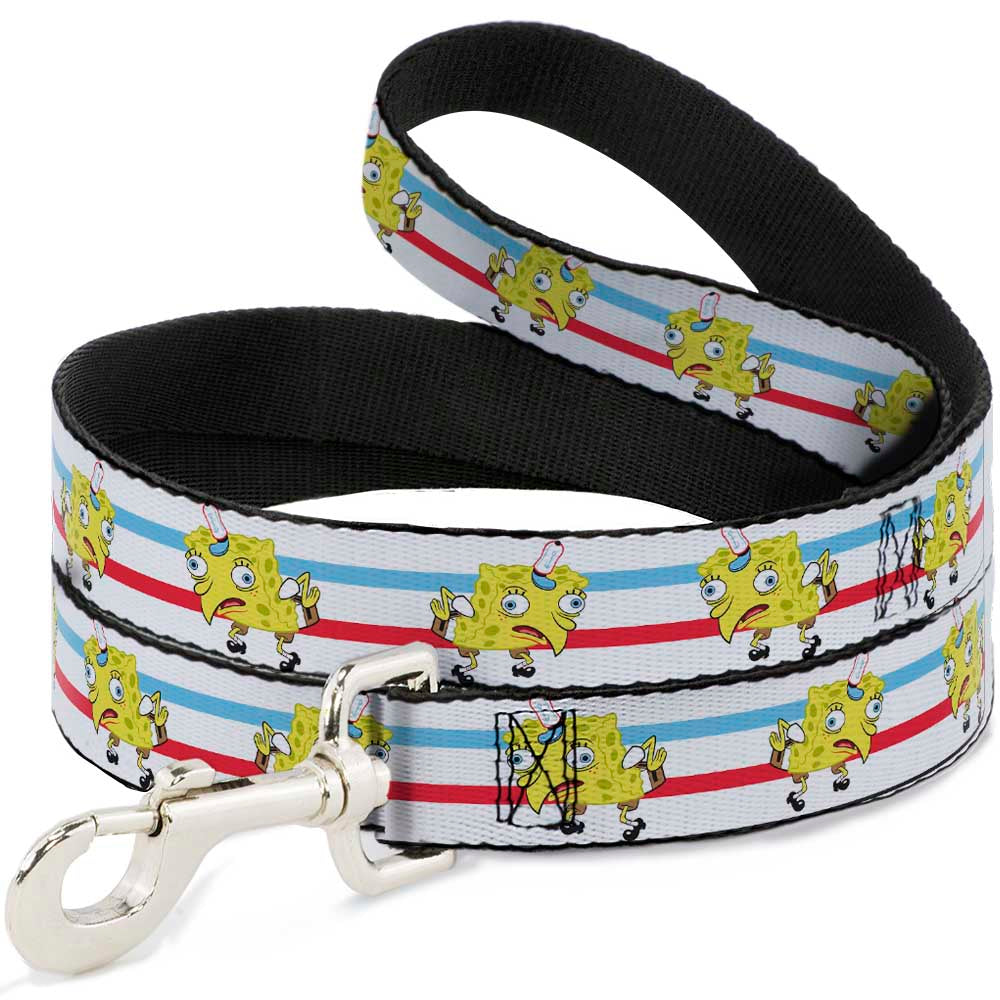 Dog Leash - Mocking SpongeBob Pose Stripe White/Blue/Red Dog Leashes SpongeBob SquarePants