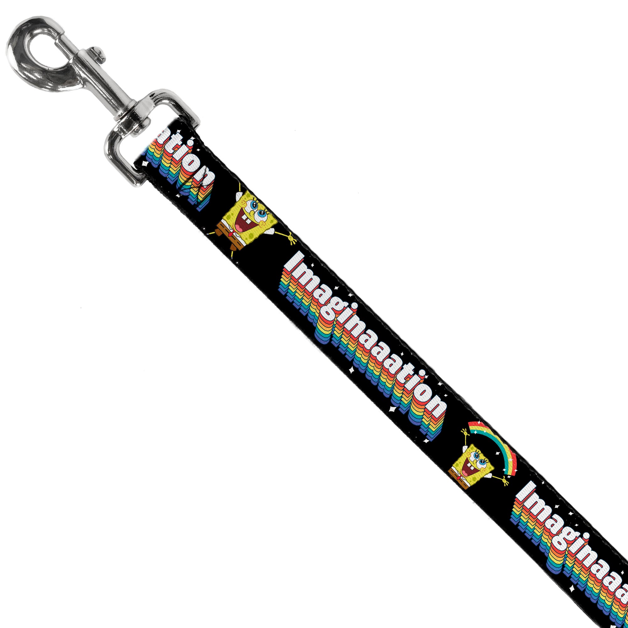 Dog Leash - SpongeBob Arms Up Rainbow Pose/IMAGINAAATION Black/Multi Color Dog Leashes SpongeBob SquarePants