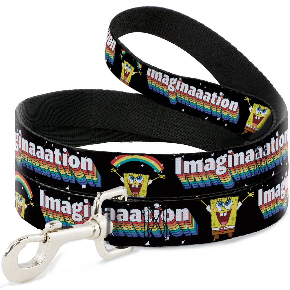 Dog Leash - SpongeBob Arms Up Rainbow Pose/IMAGINAAATION Black/Multi Color Dog Leashes SpongeBob SquarePants