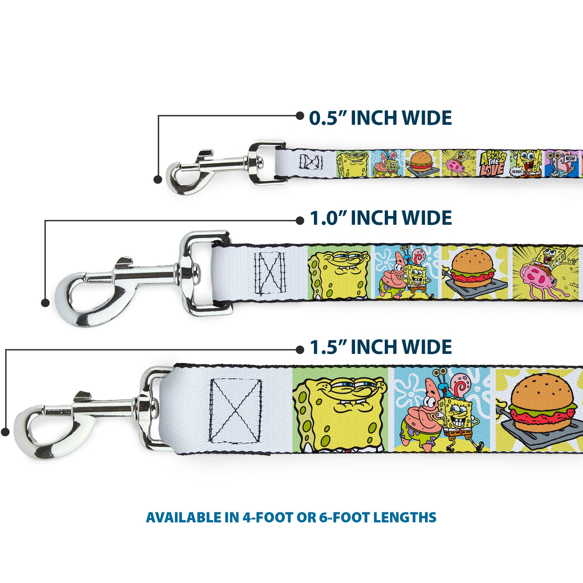 Dog Leash - SpongeBob and Friends ABSORB THE LOVE Pose and Icon Blocks Dog Leashes SpongeBob SquarePants
