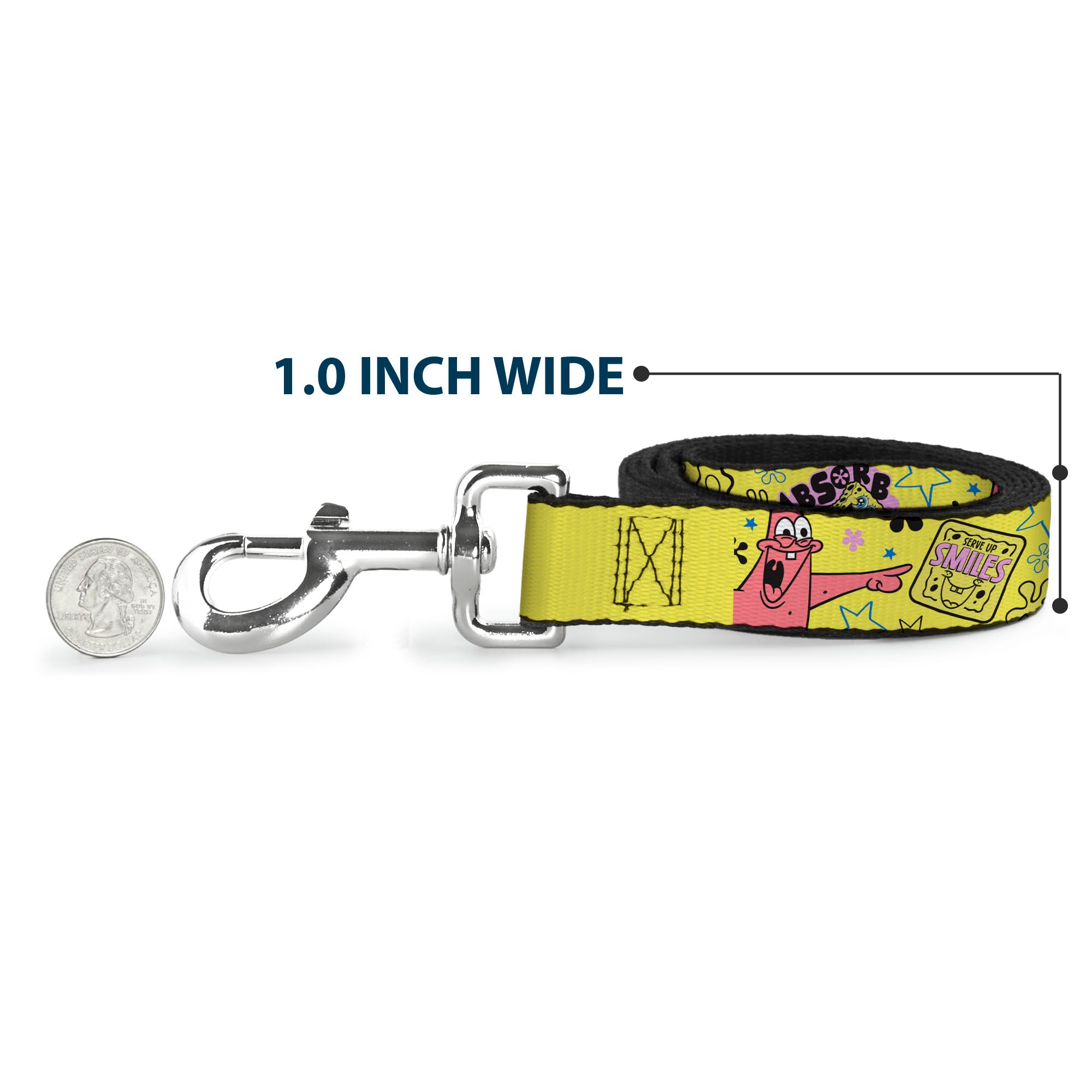 Dog Leash - SpongeBob and Gary LOVE and SMILES Poses Yellow/Multi Color Dog Leashes SpongeBob SquarePants
