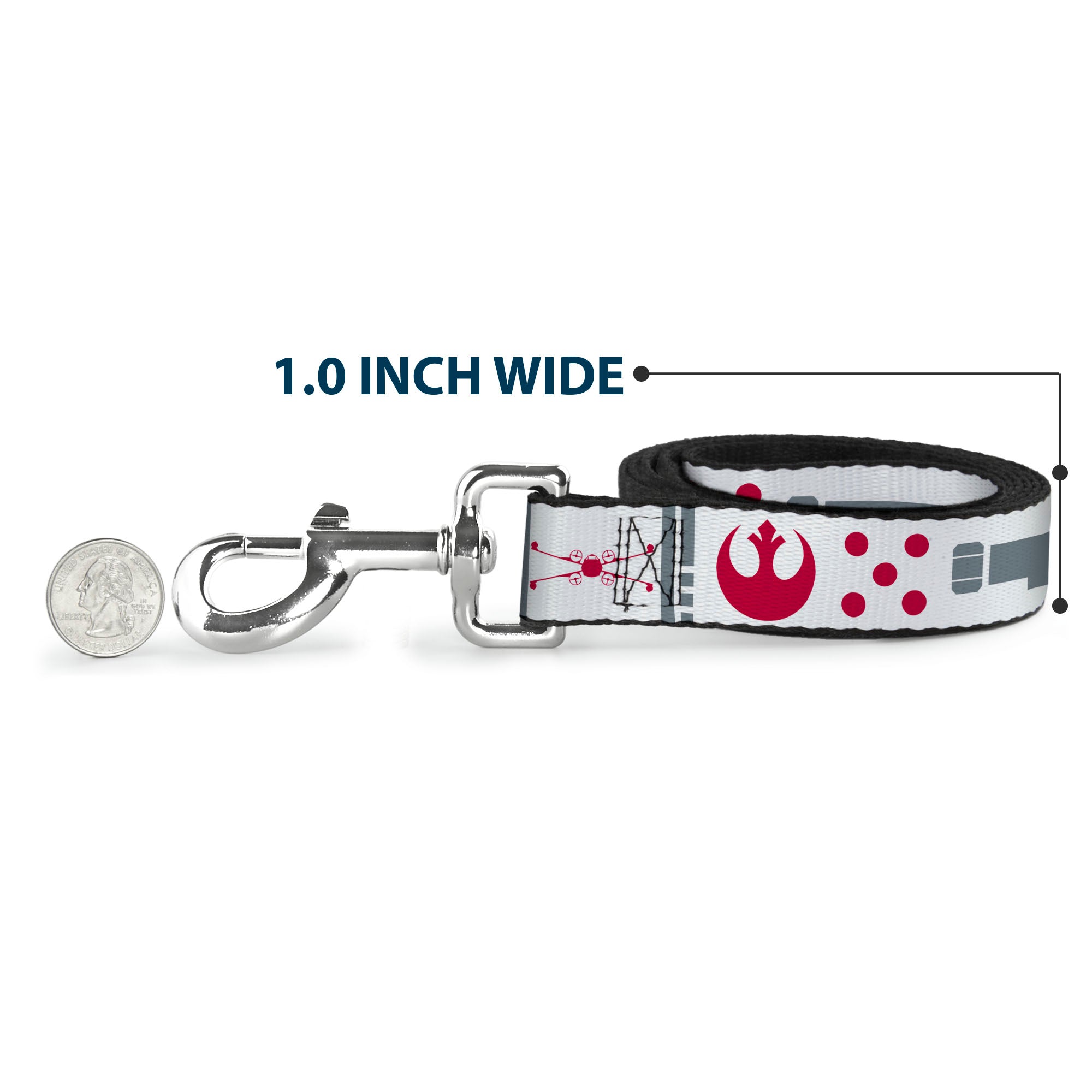 Dog Leash - Star Wars REBEL PILOT Rebel Alliance Insignia/Lightsaber/X-Wing Fighter White/Red/Yellow/Gray Dog Leashes Star Wars