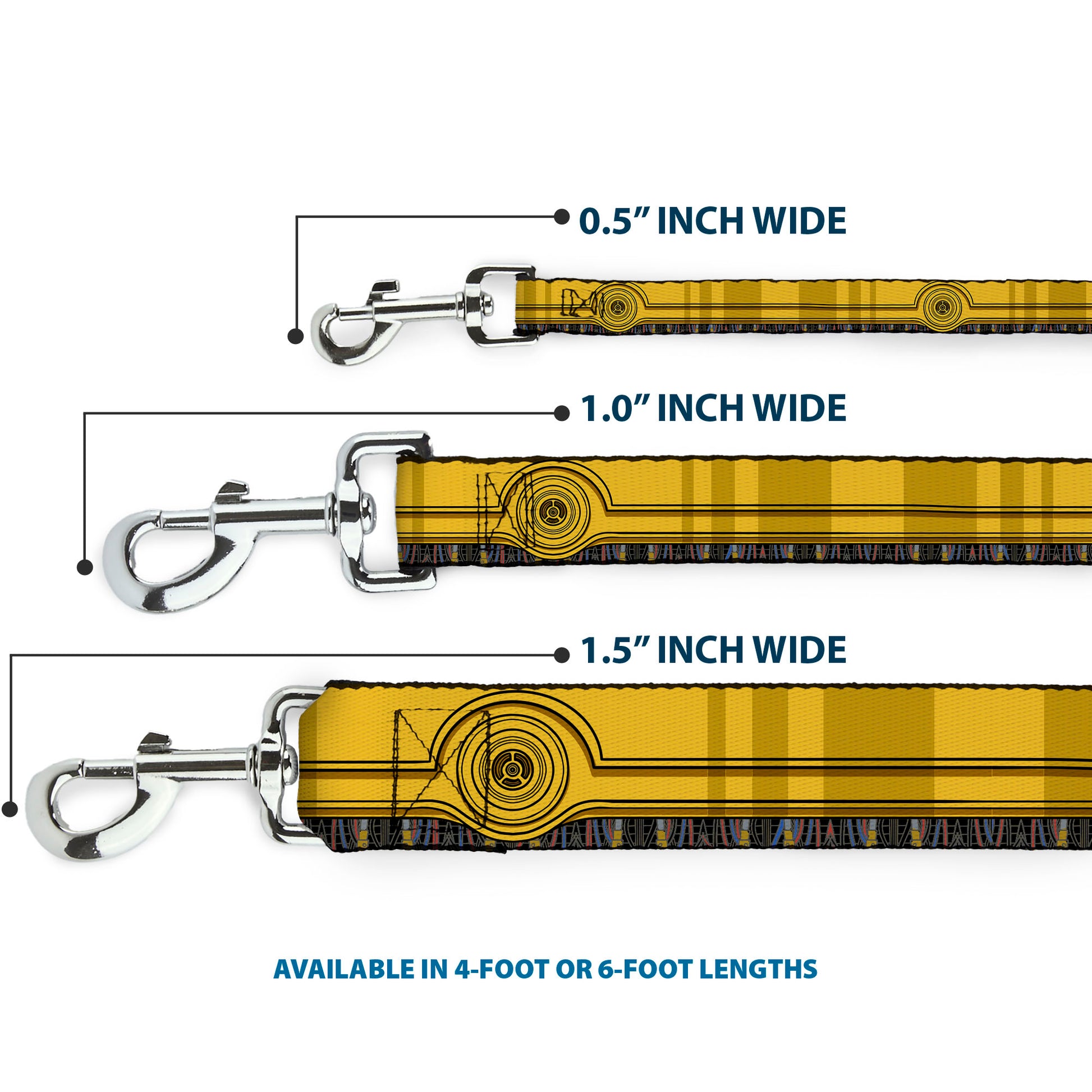 Dog Leash - Star Wars C3-PO Wires Bounding2 Yellows/Black/Multi Color Dog Leashes Star Wars