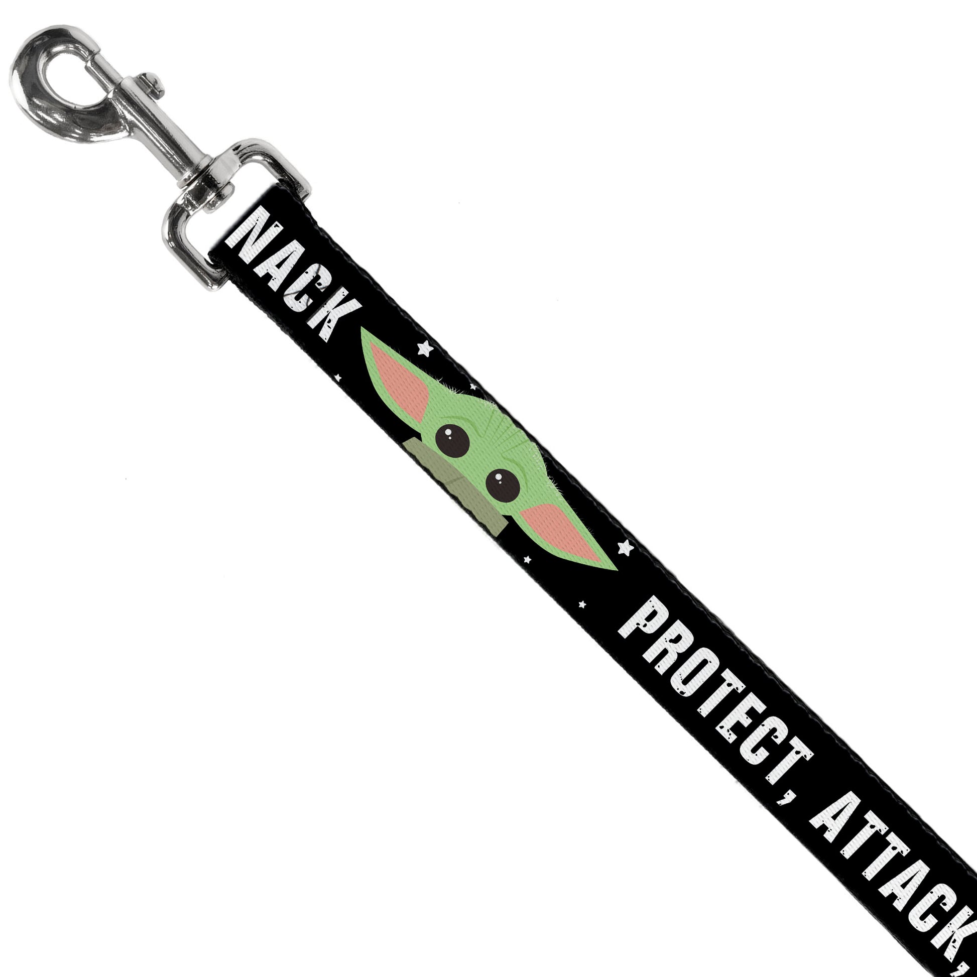 Dog Leash - Star Wars The Child Chibi Face PROTECT ATTACK SNACK Black/White Dog Leashes Star Wars