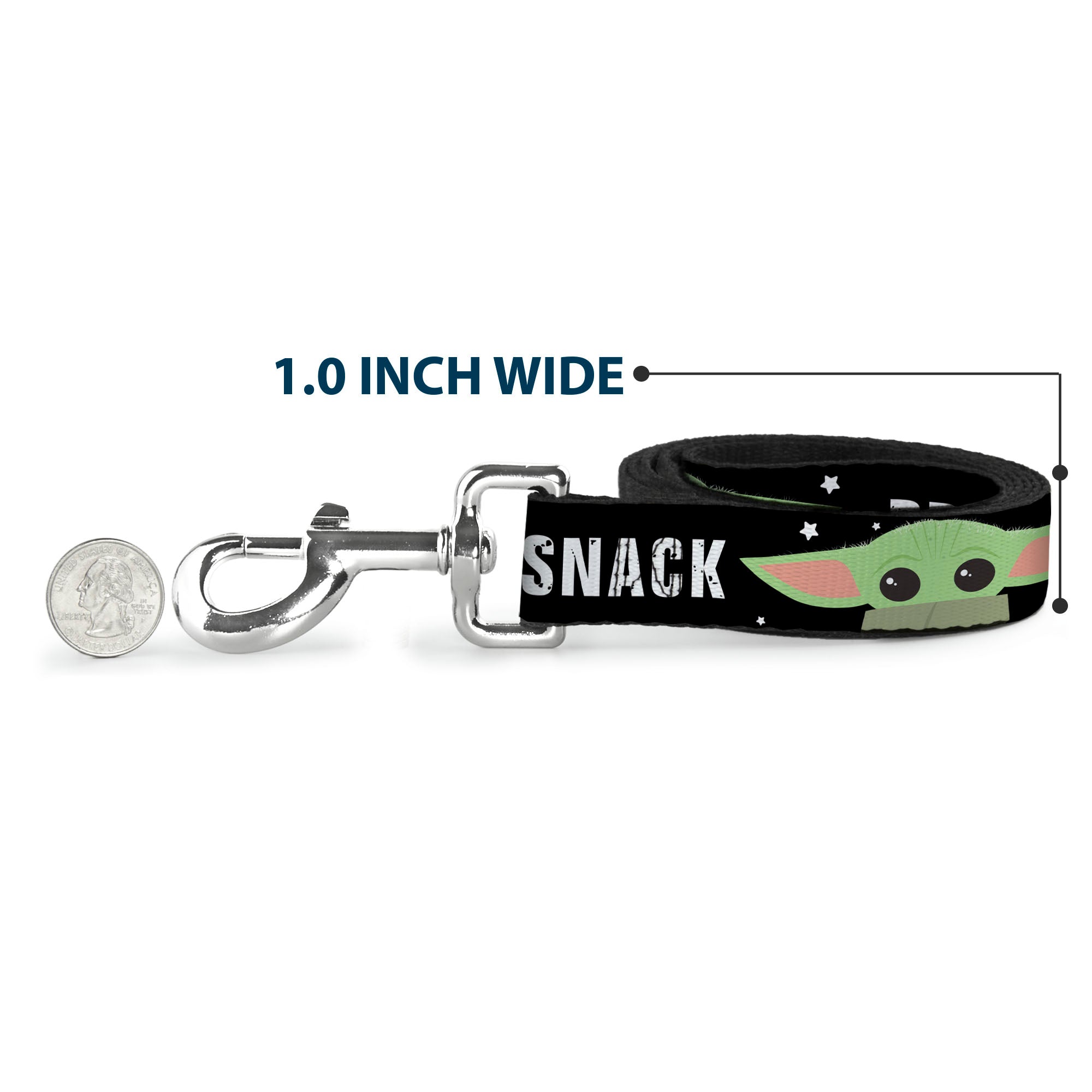 Dog Leash - Star Wars The Child Chibi Face PROTECT ATTACK SNACK Black/White Dog Leashes Star Wars