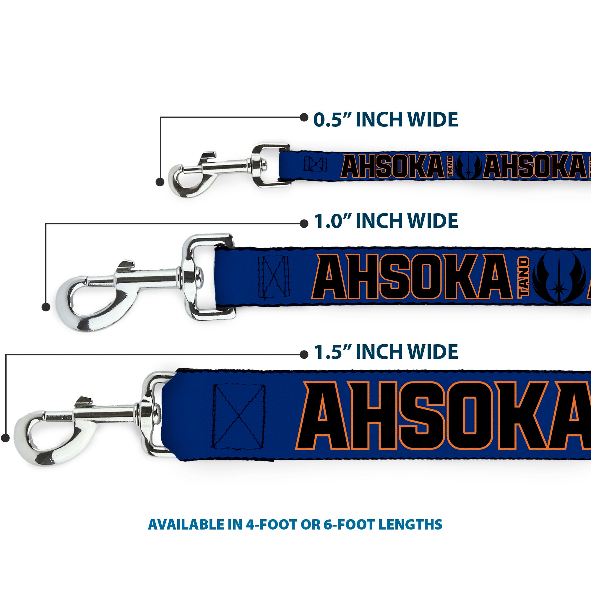 Dog Leash - Star Wars TANO AHSOKA Pose/Jedi Order Insignia Blues/Gray Dog Leashes Star Wars
