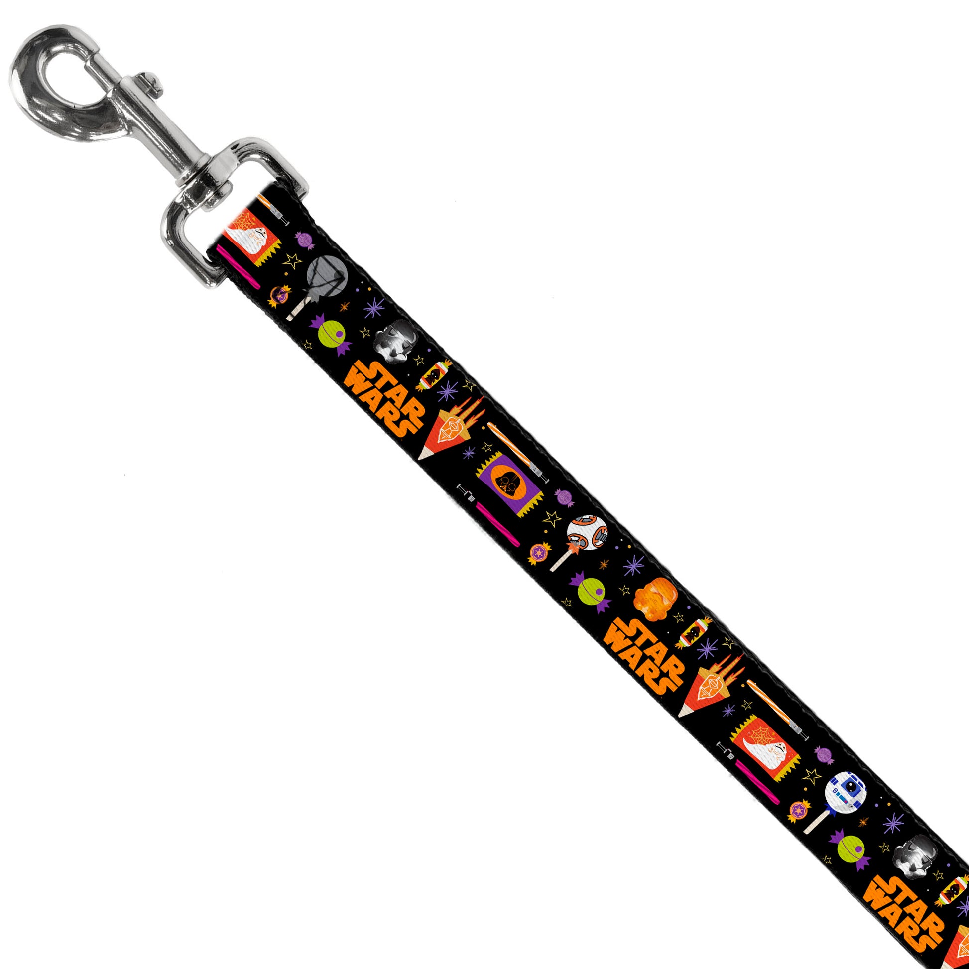 Dog Leash - Star Wars Festive Candy Icons Collage Black/Multi Color Dog Leashes Star Wars