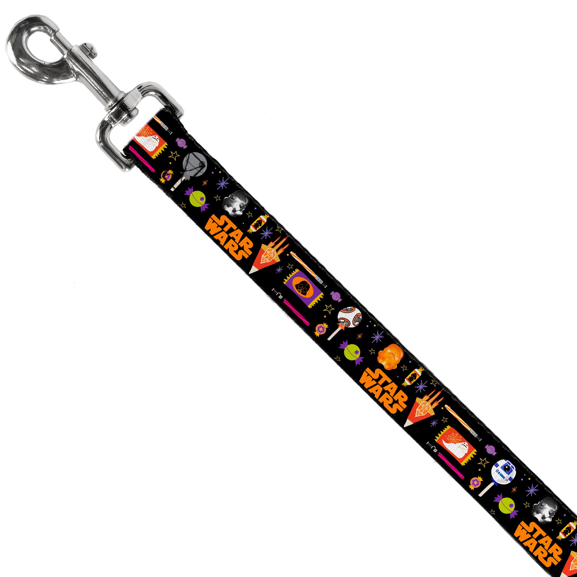 Dog Leash - Star Wars Festive Candy Icons Collage Black/Multi Color Dog Leashes Star Wars