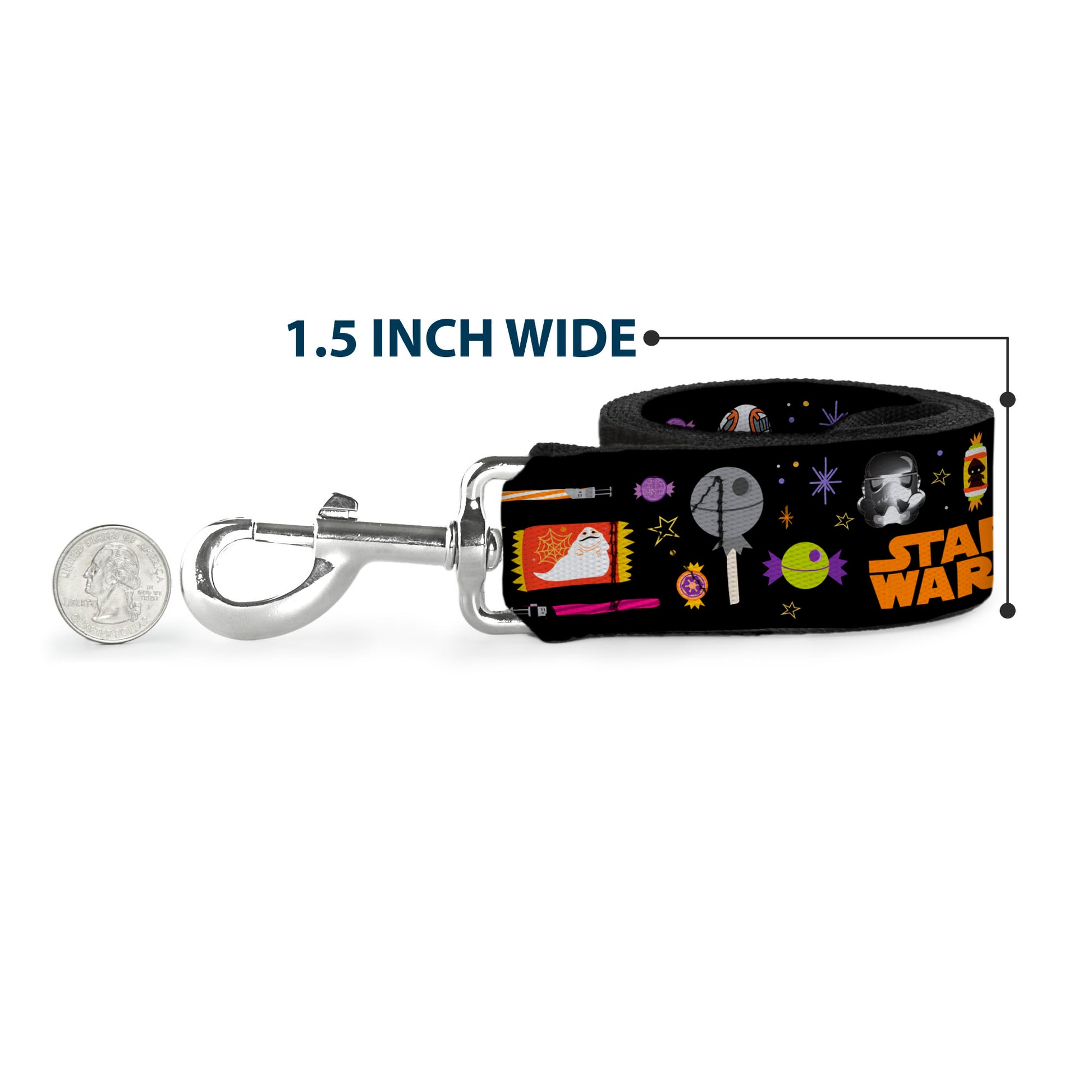 Dog Leash - Star Wars Festive Candy Icons Collage Black/Multi Color Dog Leashes Star Wars