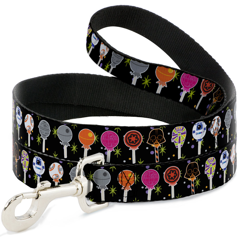 Dog Leash - Star Wars Festive Lollipop Icons Black/Multi Color Dog Leashes Star Wars