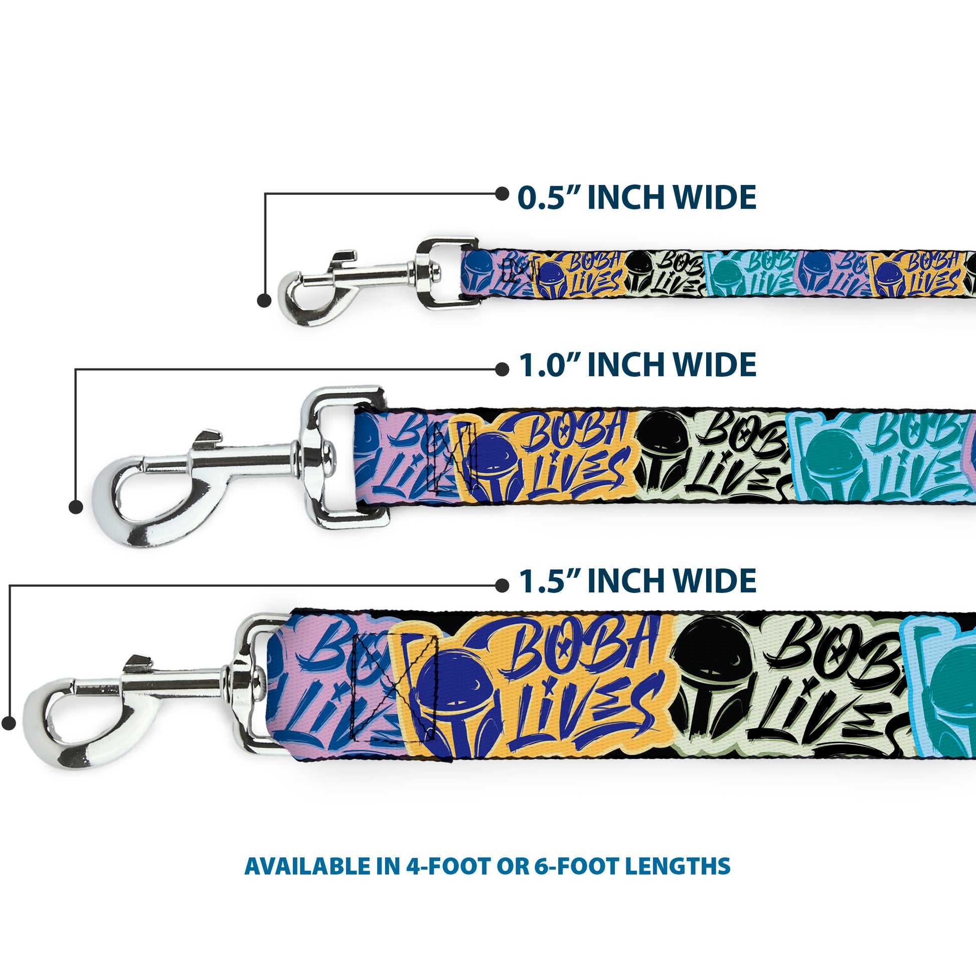 Dog Leash - Boba Fett BOBA LIVES Graffiti Stacked Multi Color Dog Leashes Star Wars
