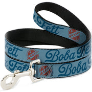 Dog Leash - Star Wars BOBA FETT Script and Logo Blues/Red Dog Leashes Star Wars