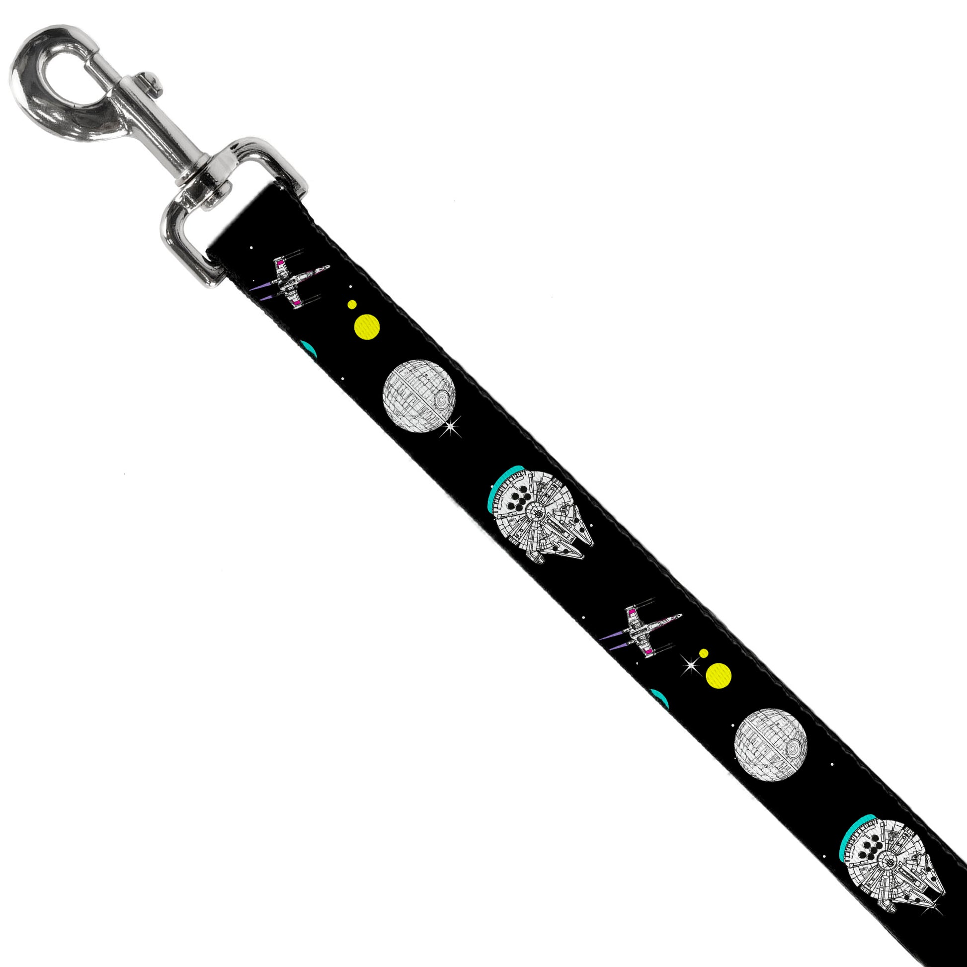Dog Leash - Star Wars Death Star Millennium Falcon and X-Wing Fighter in Space Black Dog Leashes Star Wars
