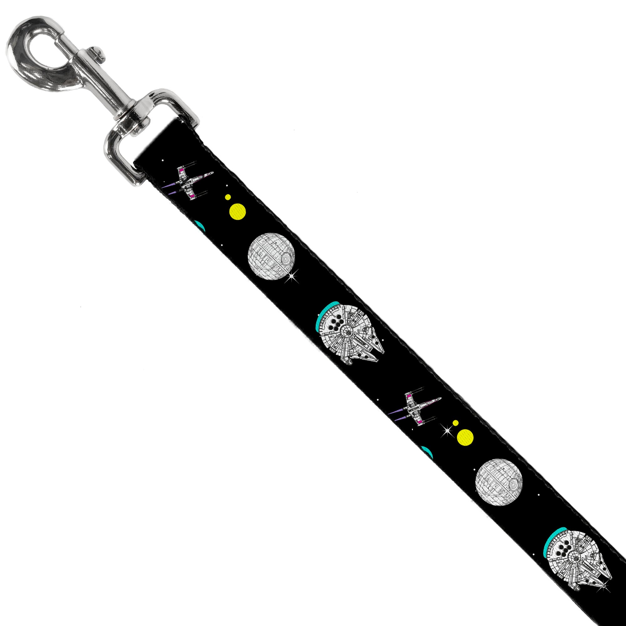 Dog Leash - Star Wars Death Star Millennium Falcon and X-Wing Fighter in Space Black Dog Leashes Star Wars
