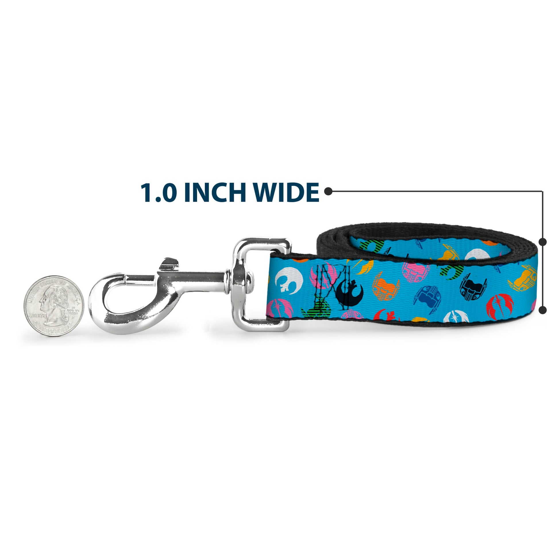 Dog Leash - Star Wars Jedi Order and Rebel Alliance Icons Scattered Blue/Multi Color Dog Leashes Star Wars