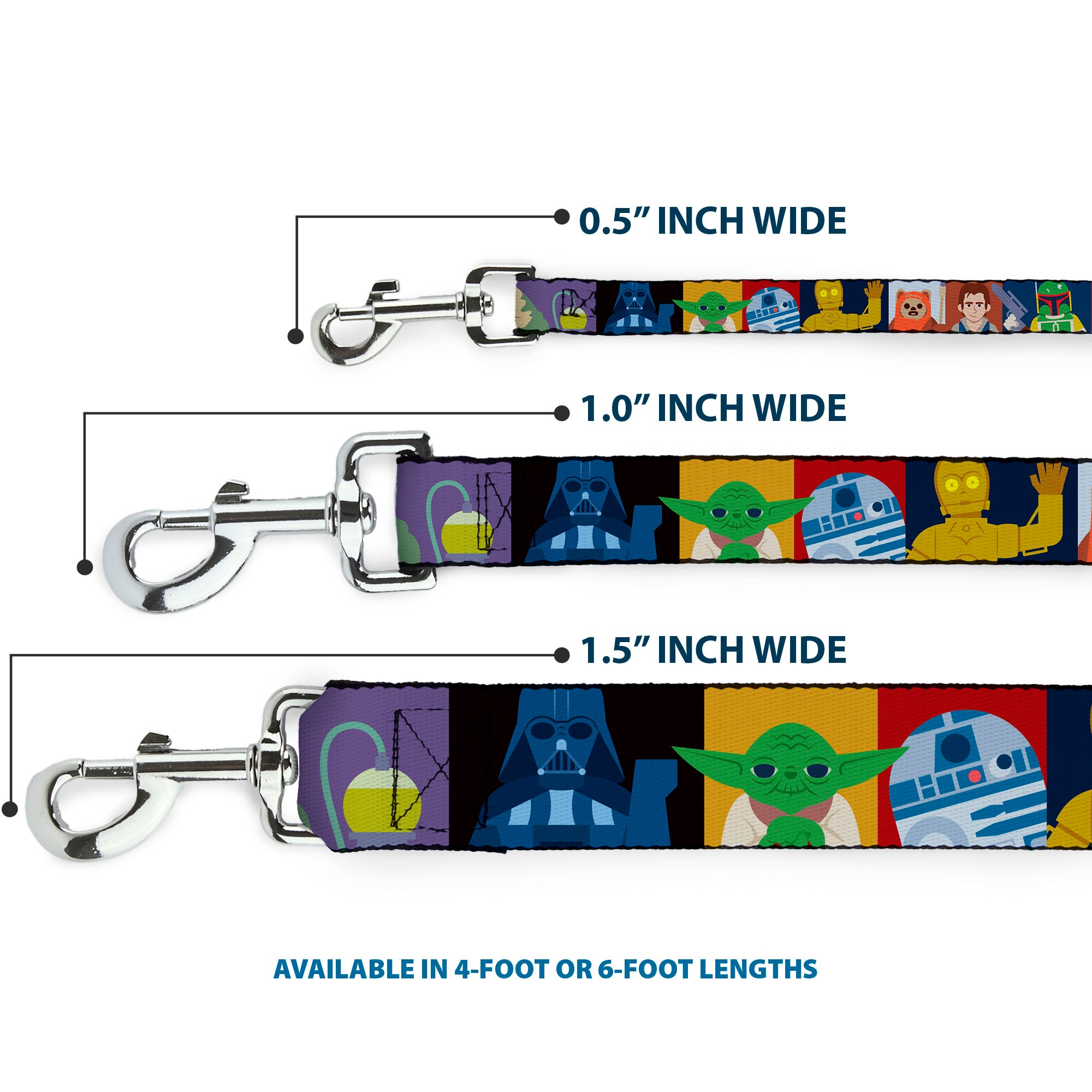 Dog Leash - Star Wars Classic 16-Character Pose Blocks Multi Color Dog Leashes Star Wars