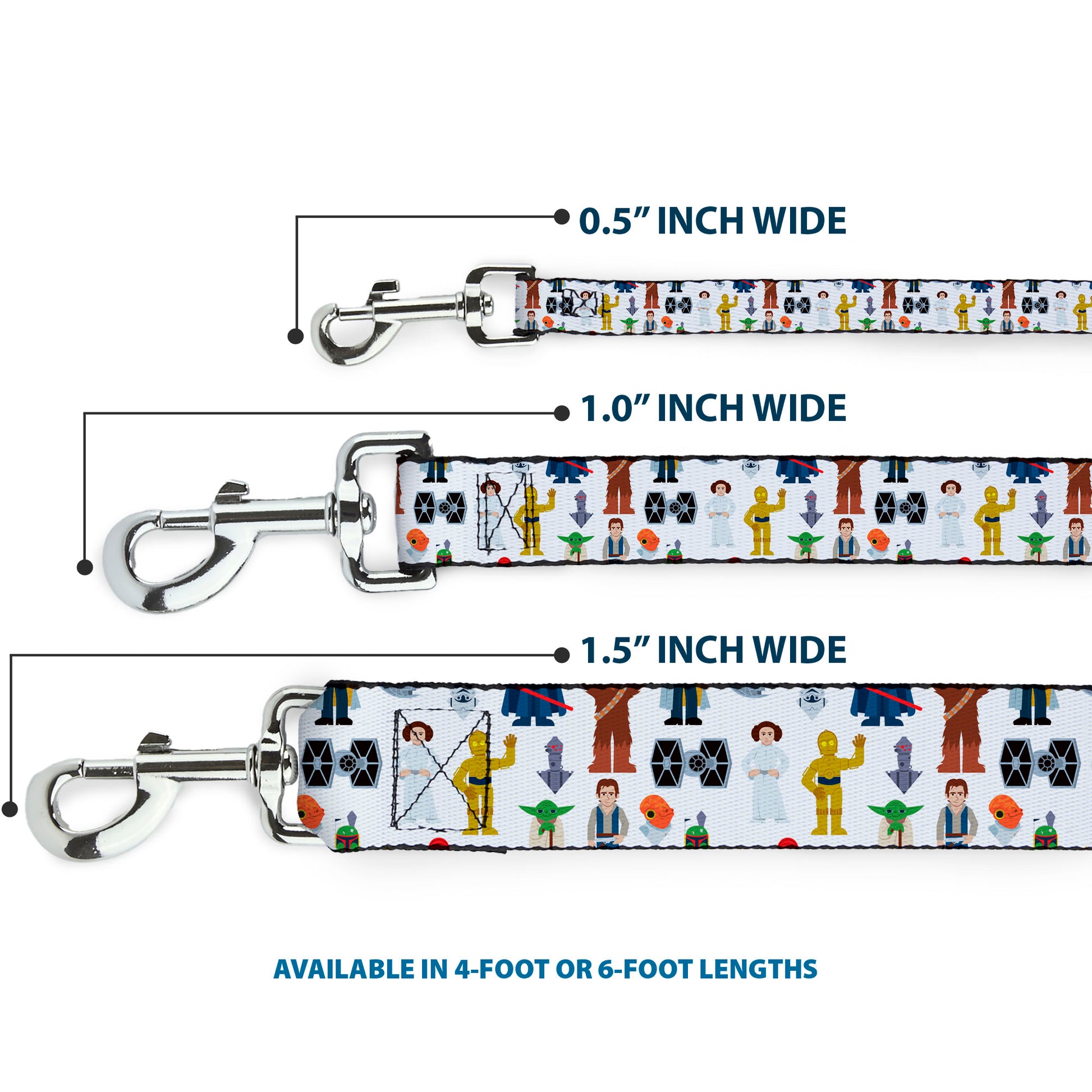 Dog Leash - Star Wars Classic Characters and Icons Collage White Dog Leashes Star Wars