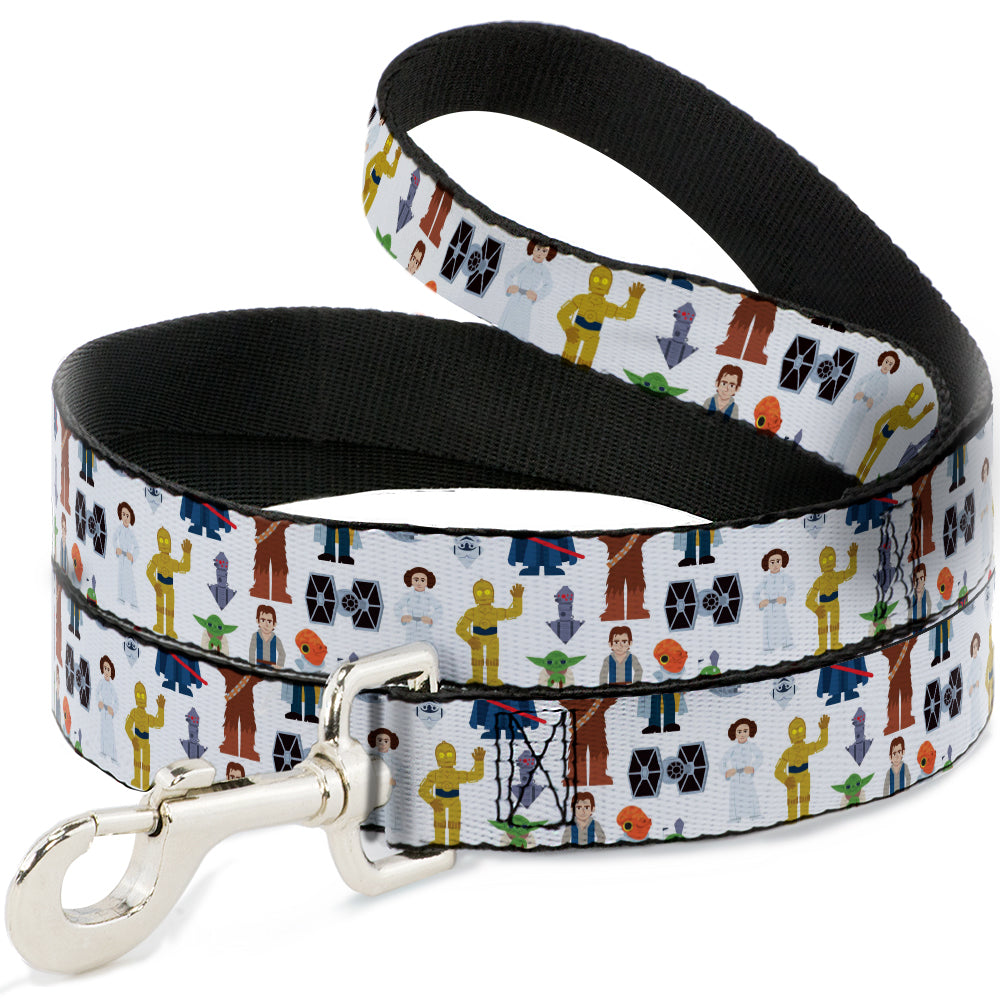 Dog Leash - Star Wars Classic Characters and Icons Collage White Dog Leashes Star Wars