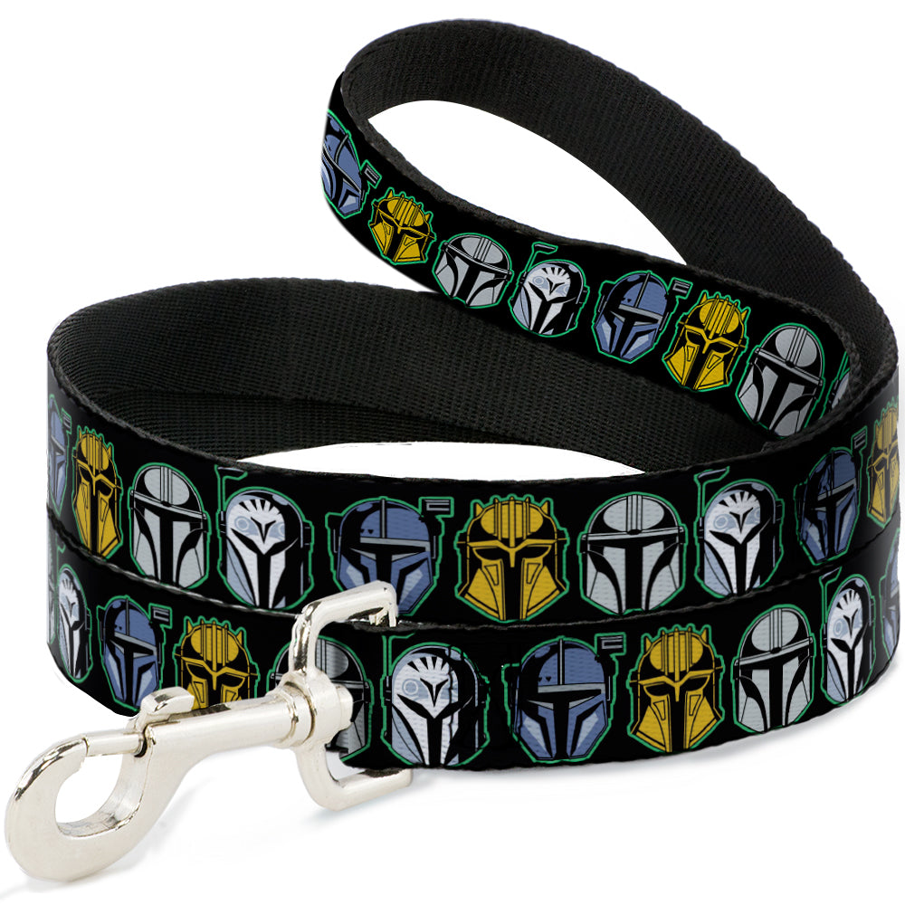 Dog Leash - Star Wars the Mandalorian Helmets Black/Multi Color Dog Leashes Star Wars