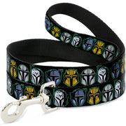 Dog Leash - Star Wars the Mandalorian Helmets Black/Multi Color Dog Leashes Star Wars