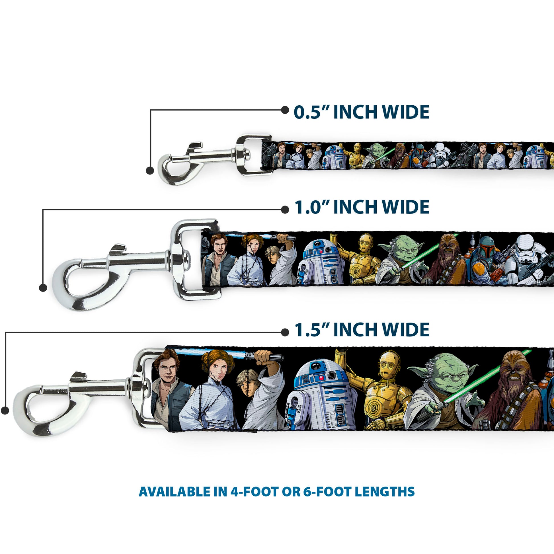 Dog Leash - Star Wars Classic Character Poses Black Dog Leashes Star Wars