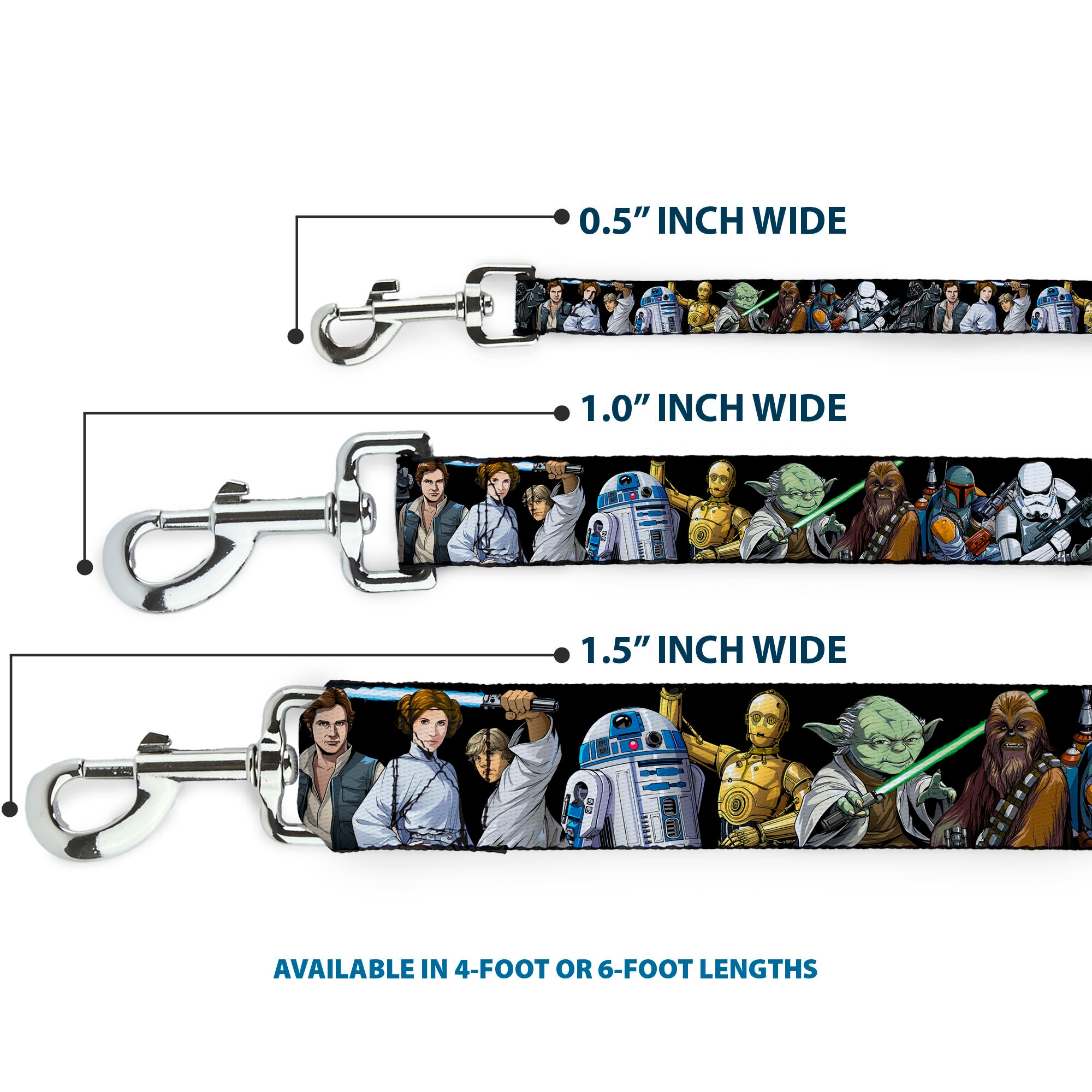 Dog Leash - Star Wars Classic Character Poses Black Dog Leashes Star Wars