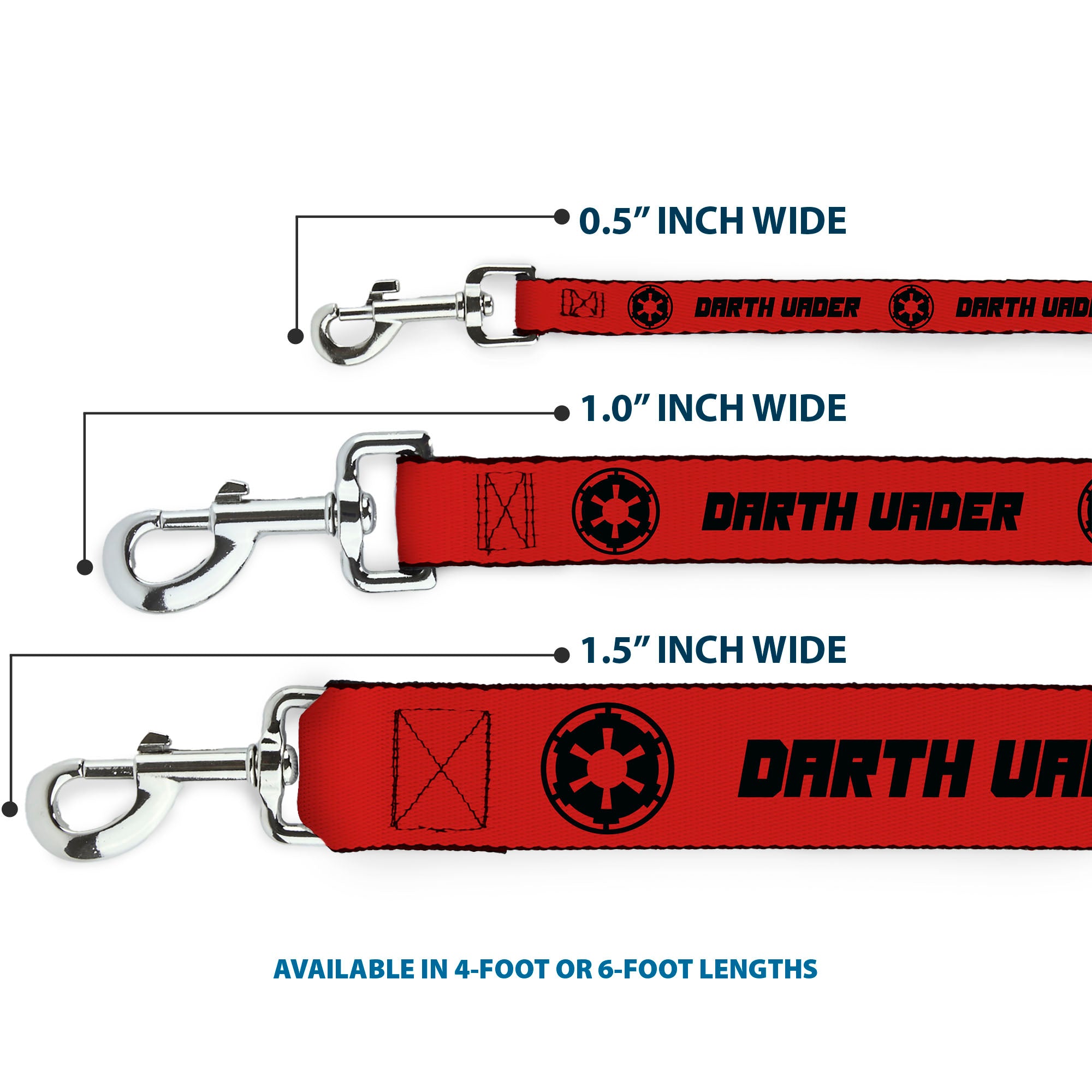 Dog Leash - Star Wars DARTH VADER Text and Galactic Empire Logo Red/Black Dog Leashes Star Wars