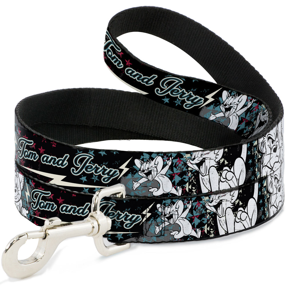 Dog Leash - TOM & JERRY Face & Pose Sketch Black/White/Red/Blue Dog Leashes Tom and Jerry