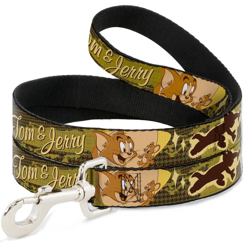 Dog Leash - TOM & JERRY Tom Chasing Jerry Houndstooth Browns Dog Leashes Tom and Jerry