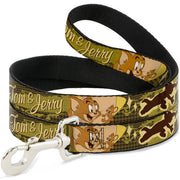 Dog Leash - TOM & JERRY Tom Chasing Jerry Houndstooth Browns Dog Leashes Tom and Jerry
