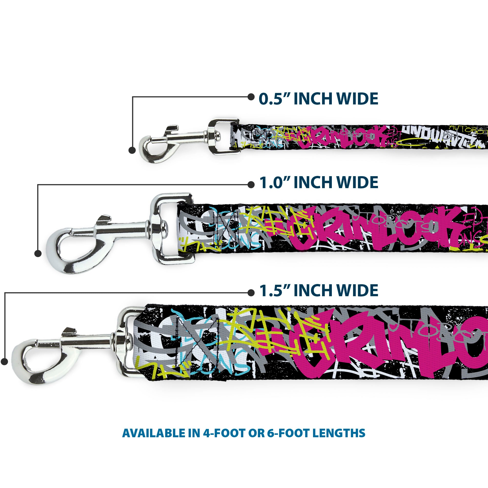Dog Leash - Transformers Icons and Names Graffiti Collage Black/Multi Color