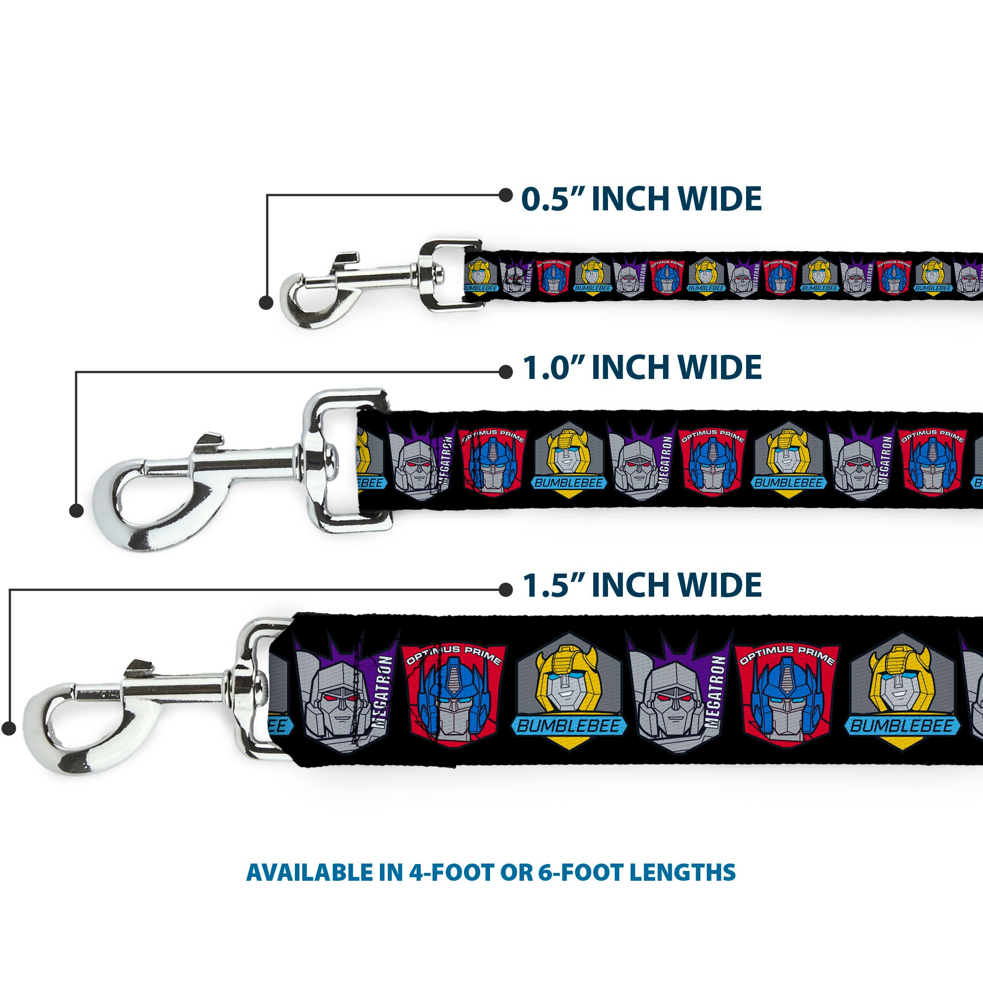 Dog Leash - Transformers Three Character Pose Icons Black Dog Leashes Transformers