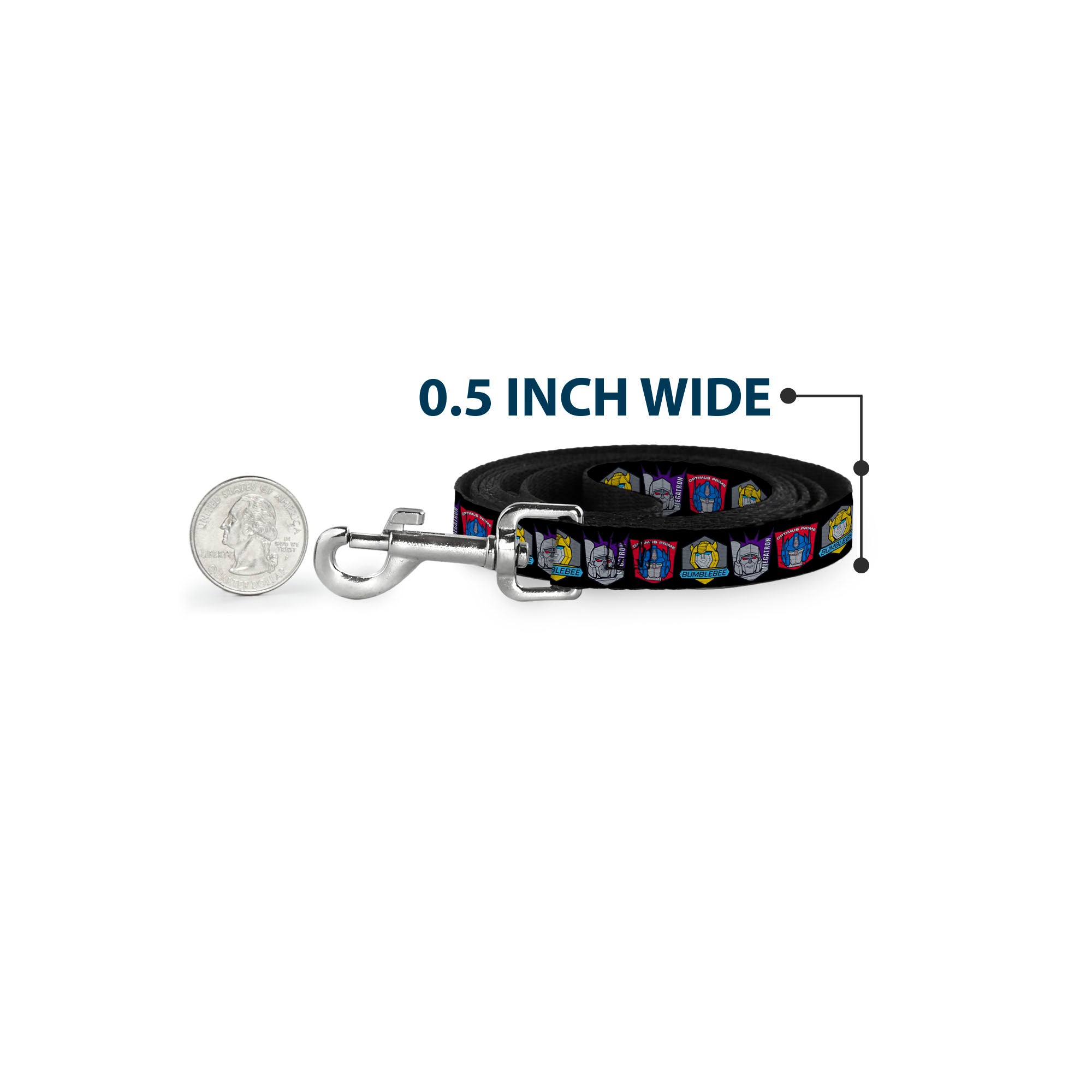 Dog Leash - Transformers Three Character Pose Icons Black Dog Leashes Transformers