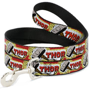 Dog Leash - THOR & Hammer Red/Yellow/White Dog Leashes Marvel Comics