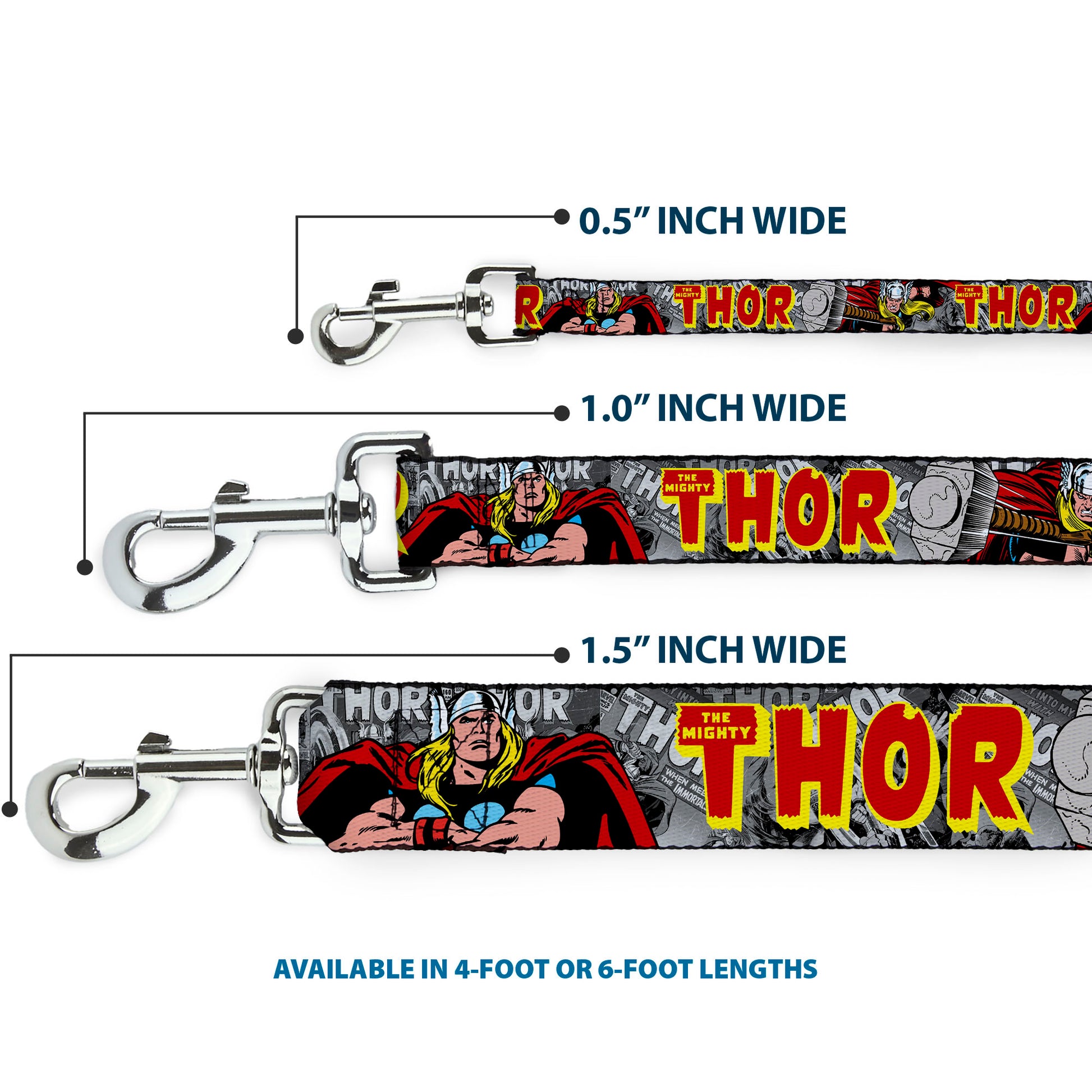 Dog Leash - THE MIGHTY THOR Action Poses Dog Leashes Marvel Comics