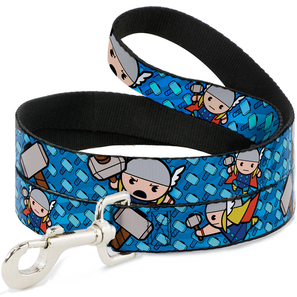 MARVEL UNIVERSE Dog Leash - Kawaii Thor Poses Hammer Monogram Blues Dog Leashes Marvel Comics