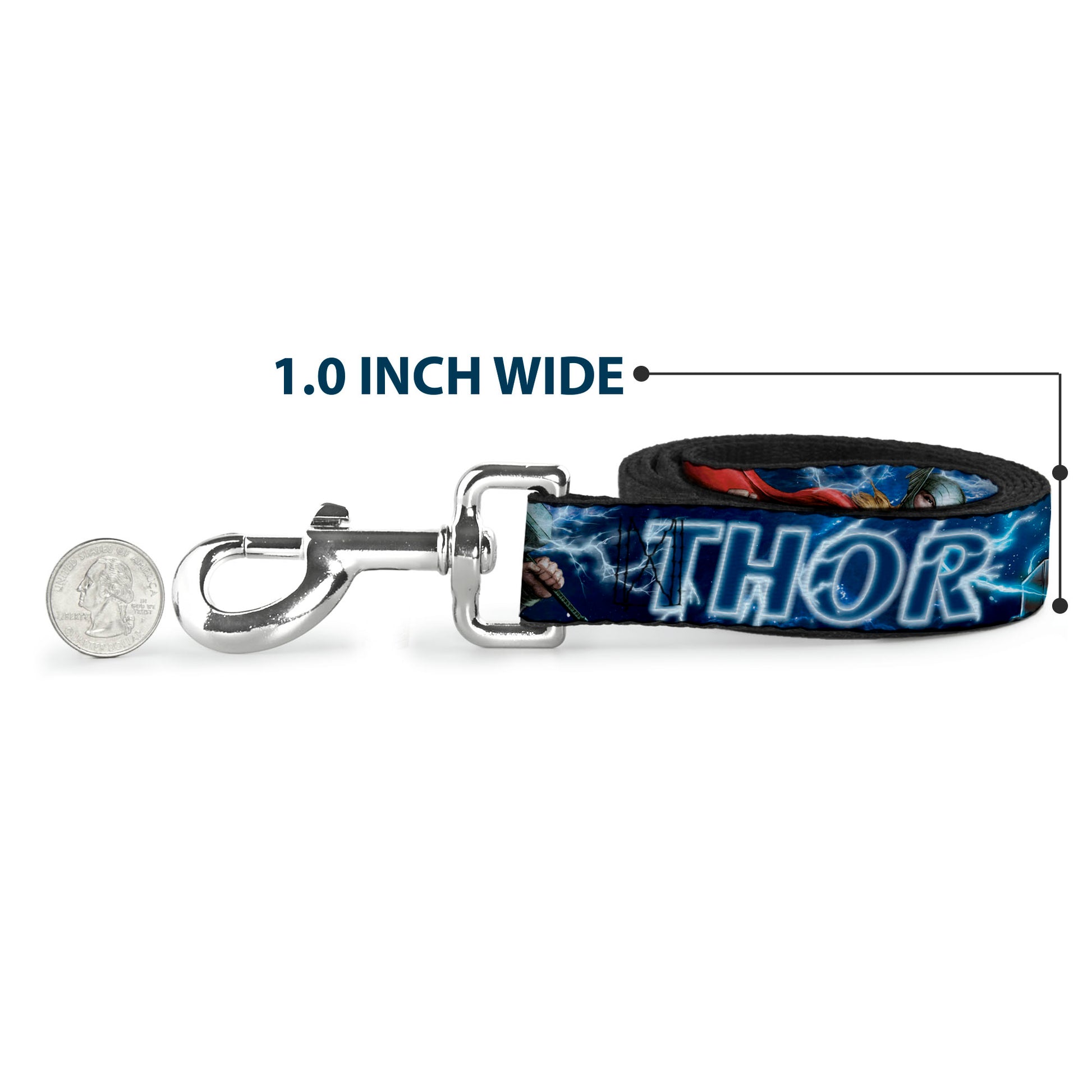 Dog Leash - Avengers THOR Hammer/Action Pose Galaxy Blues/White Dog Leashes Marvel Comics