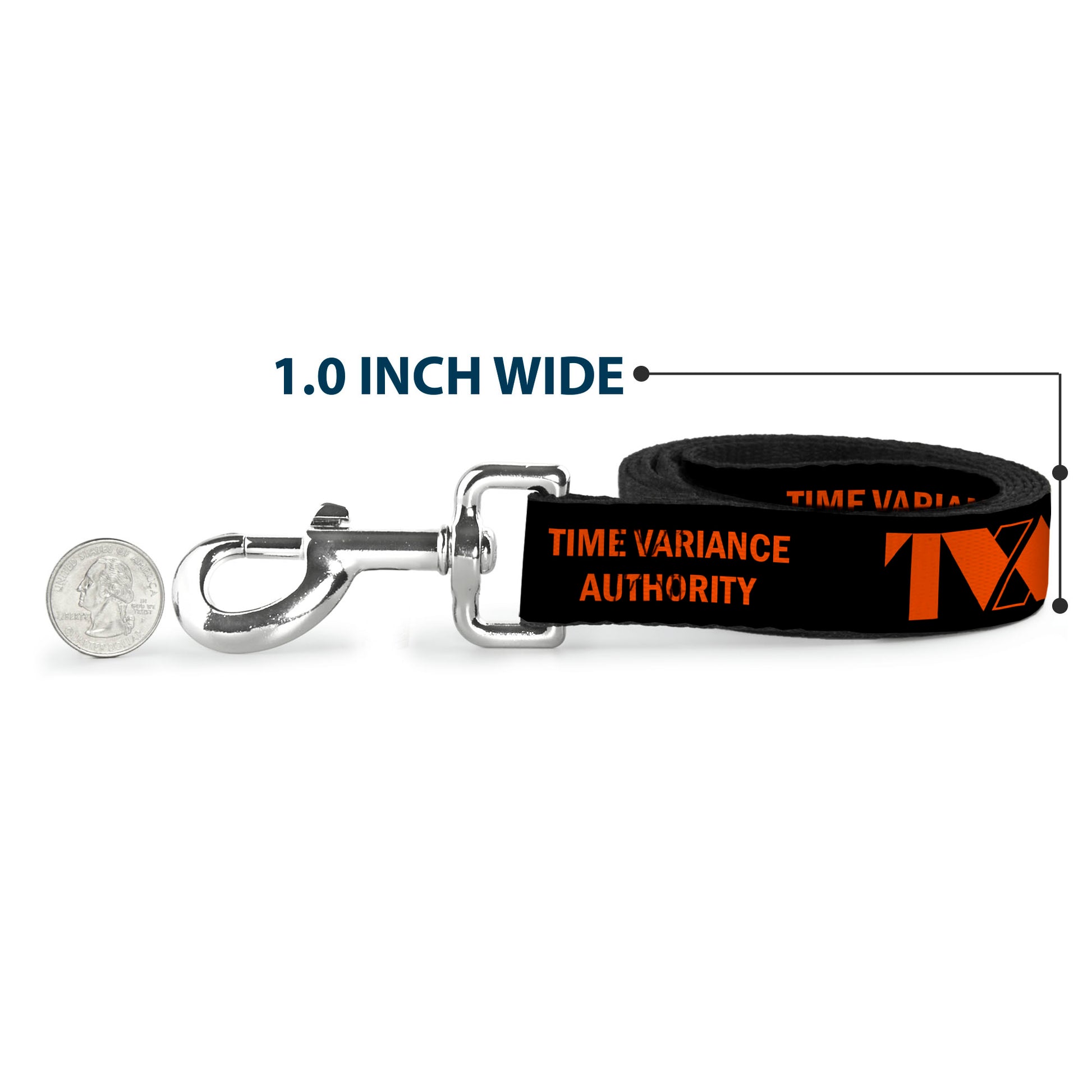 Dog Leash - Loki Series TVA TIME VARIANCE AUTHORITY Text Black/Orange Dog Leashes Marvel Comics