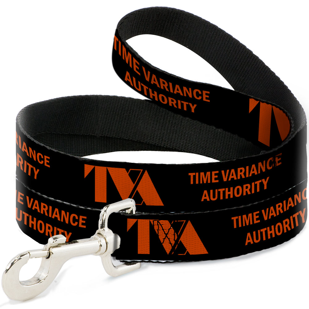 Dog Leash - Loki Series TVA TIME VARIANCE AUTHORITY Text Black/Orange Dog Leashes Marvel Comics
