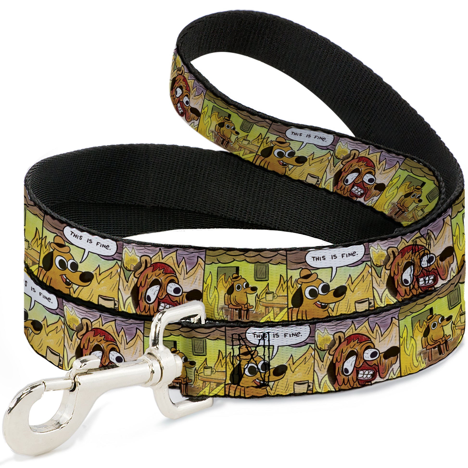 Dog Leash - THIS IS FINE Question Hound Cafe Fire Comic Strip Blocks Dog Leashes This is Fine