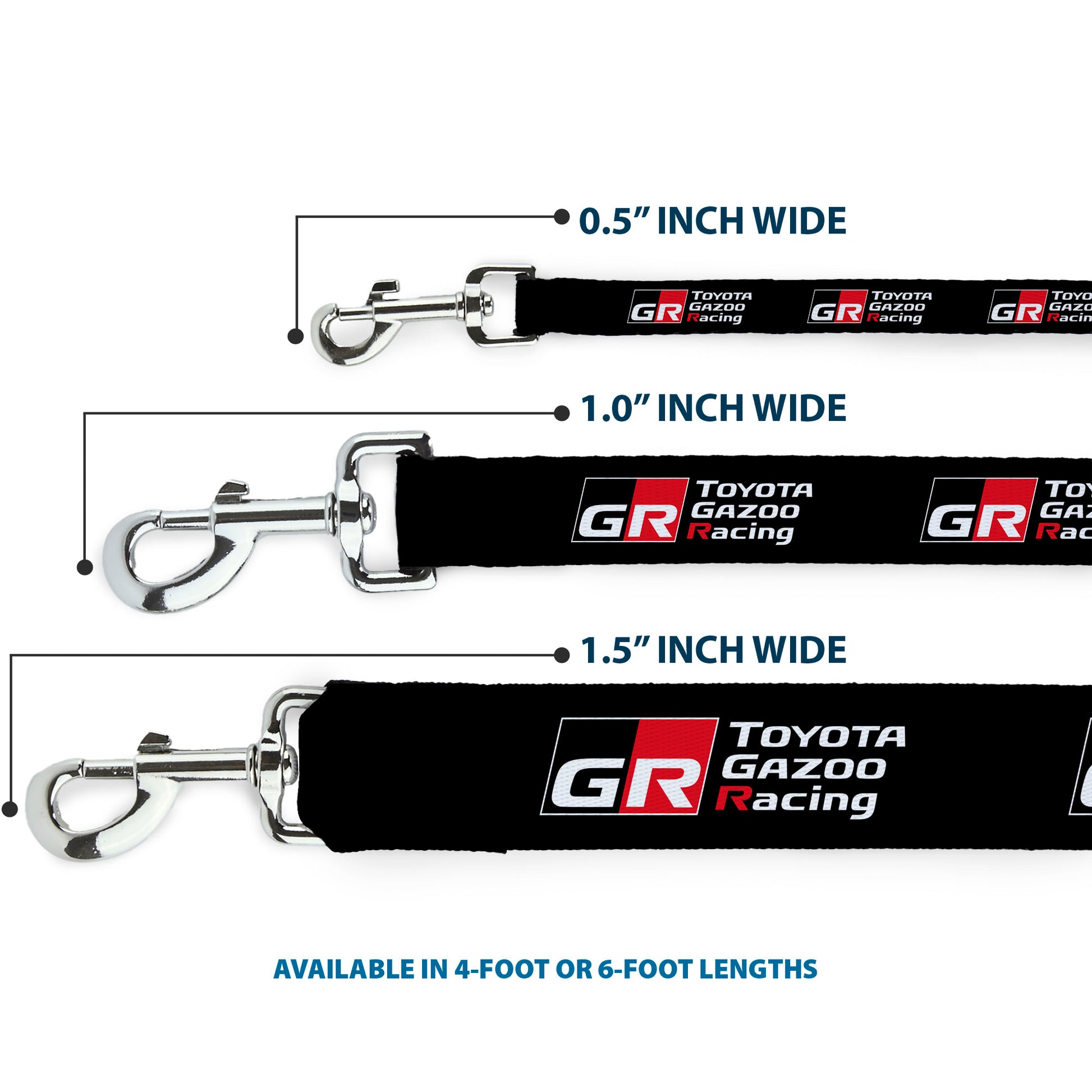 Dog Leash - TOYOTA GAZOO RACING GR NORTH AMERICA Logo and Text Black/White/Red Dog Leashes Toyota