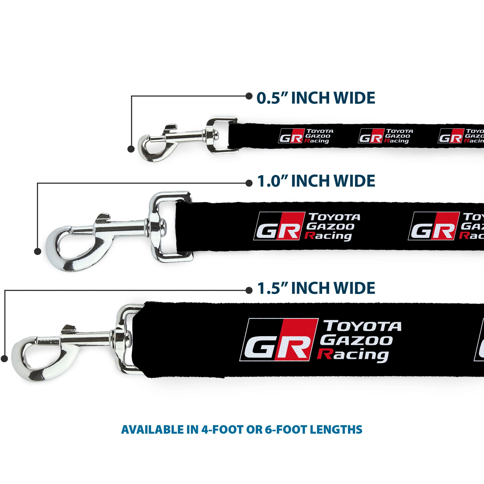 Dog Leash - TOYOTA GAZOO RACING GR NORTH AMERICA Logo and Text Black/White/Red Dog Leashes Toyota