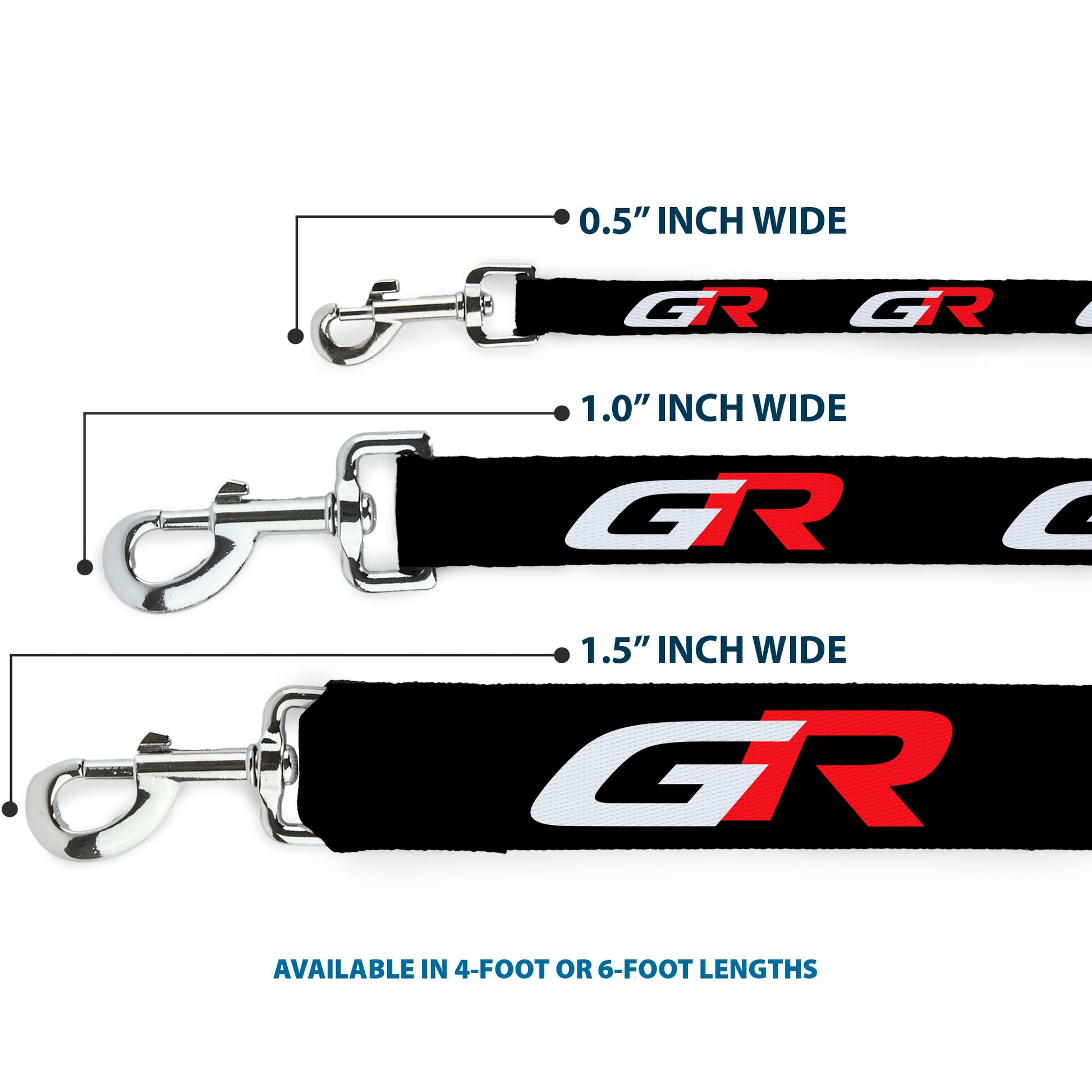Dog Leash - TOYOTA GAZOO RACING GR Logo and Text Black/White/Red Dog Leashes Toyota