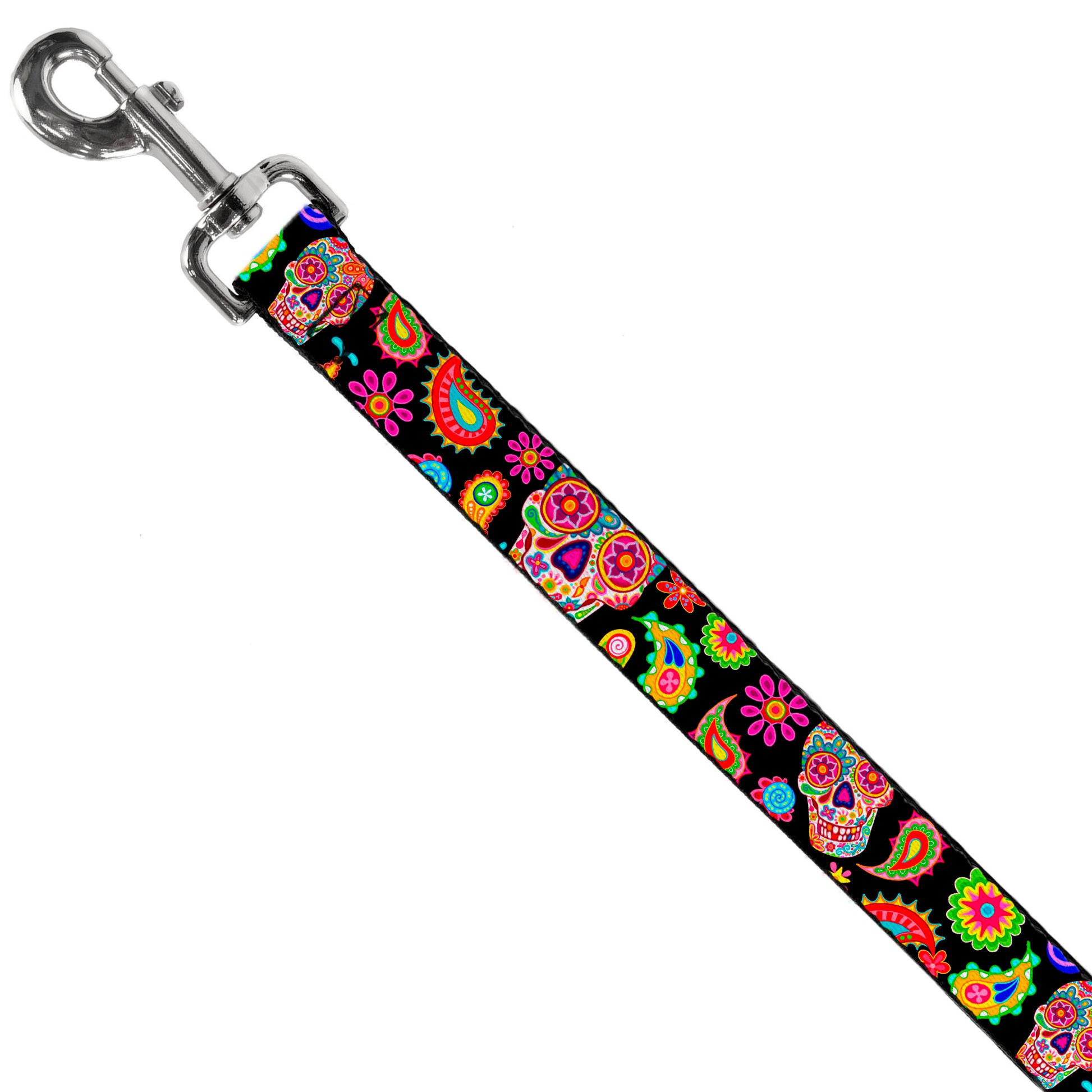 Dog Leash - Bobo Sugar Skull/Paisley Black/Multi Color Dog Leashes Thaneeya McArdle