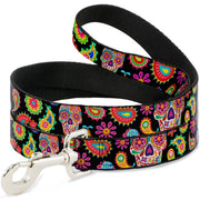 Dog Leash - Bobo Sugar Skull/Paisley Black/Multi Color Dog Leashes Thaneeya McArdle
