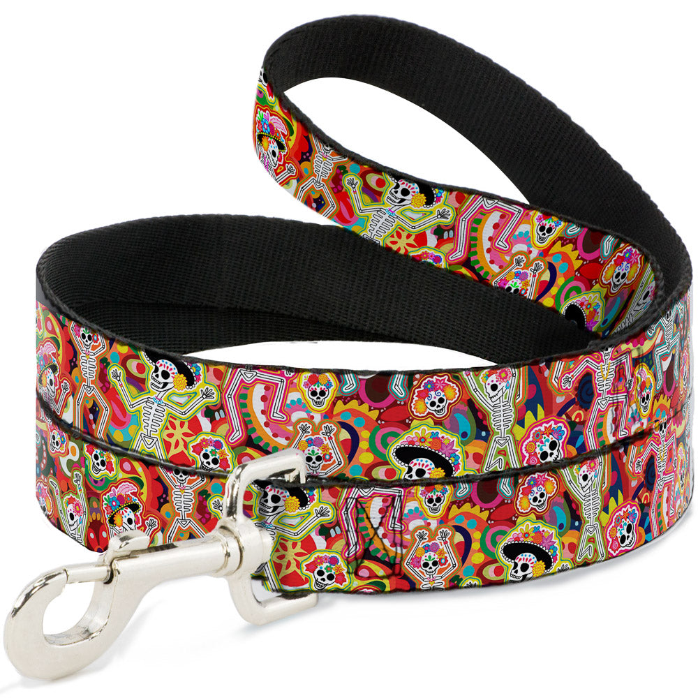 Dog Leash - Dancing Catrinas Collage Multi Color Dog Leashes Thaneeya McArdle