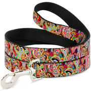 Dog Leash - Dancing Catrinas Collage Multi Color Dog Leashes Thaneeya McArdle