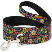 Dog Leash - Colorful Calaveras Stacked Multi Color Dog Leashes Thaneeya McArdle