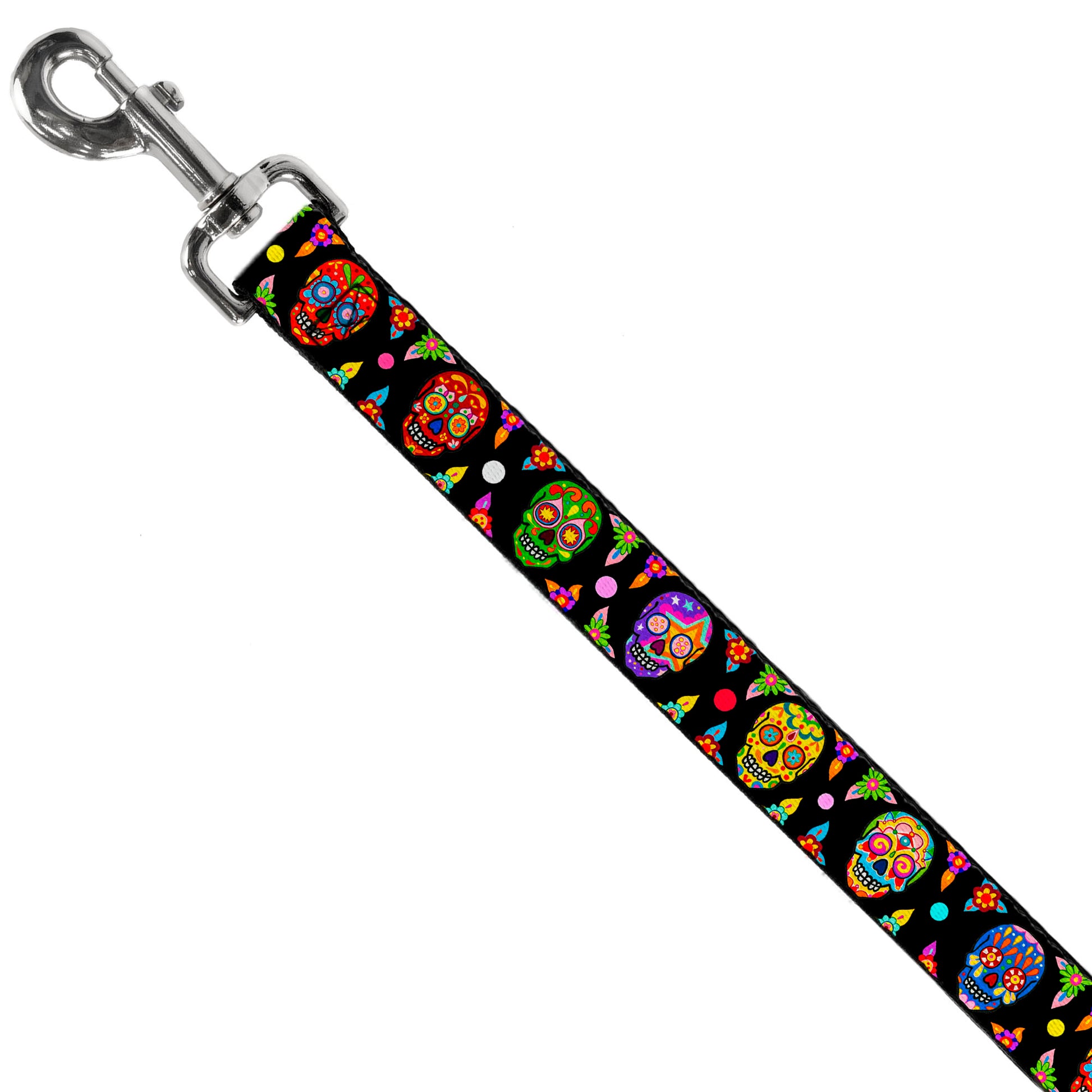 Dog Leash - Colorful Calaveras Black/Multi Color Dog Leashes Thaneeya McArdle